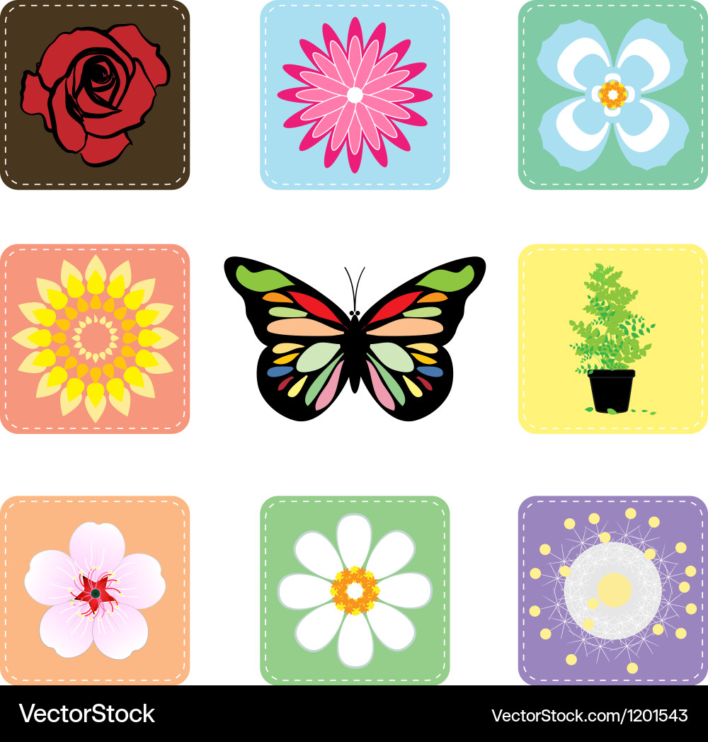 Flower set Royalty Free Vector Image - VectorStock