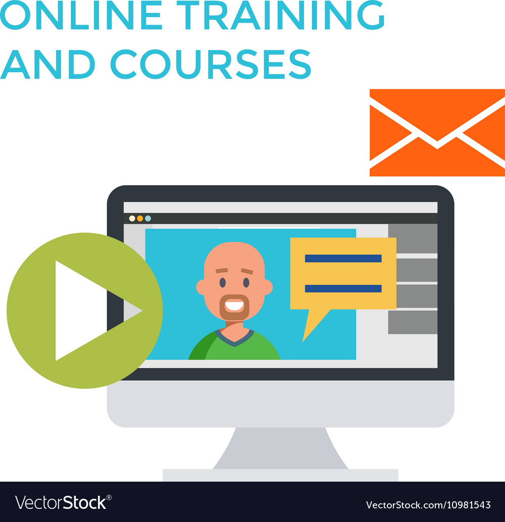 Download Online Training Courses Icon Flat design Monitor Vector Image