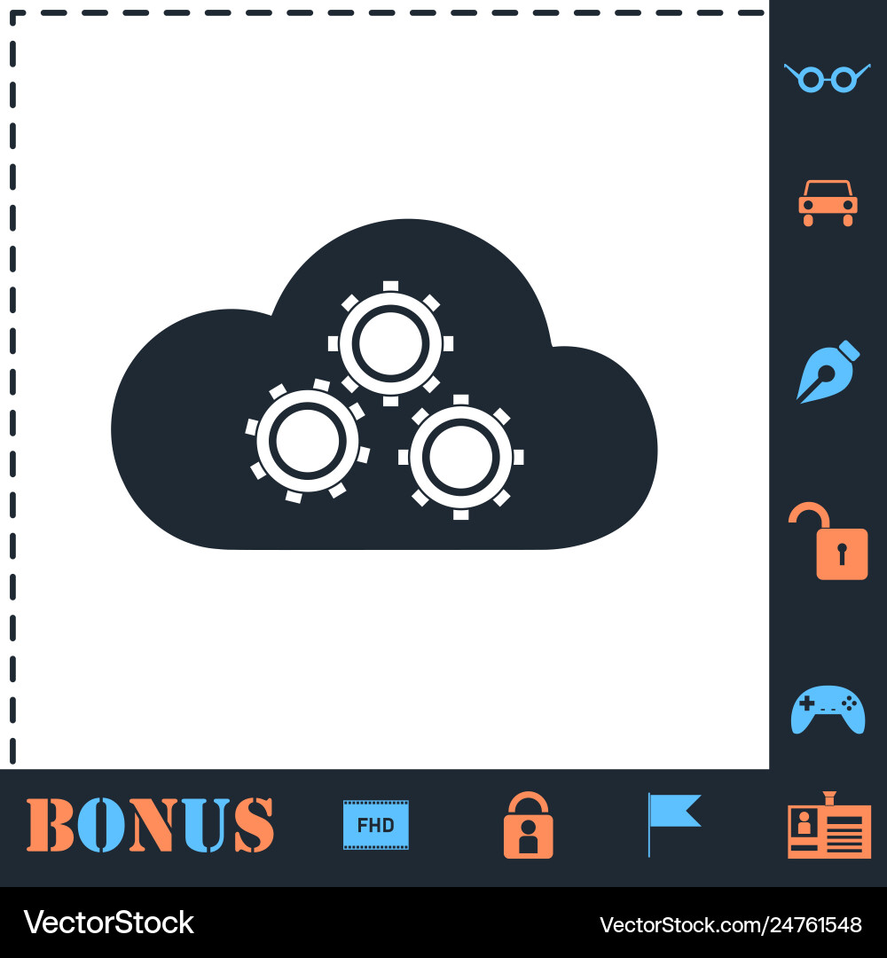 Cloud storage preferences icon flat Royalty Free Vector