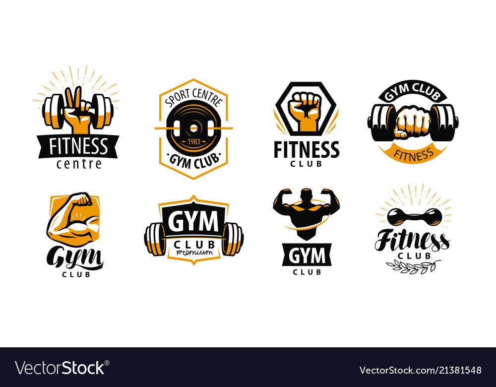 Gym fitness logo or label sport bodybuilding Vector Image