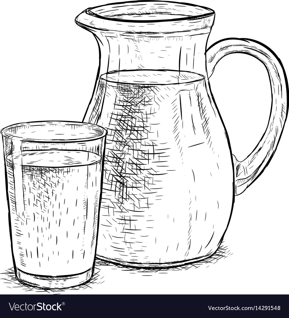 Hand Drawn Milk Jug And Glass Milk Royalty Free Vector Image