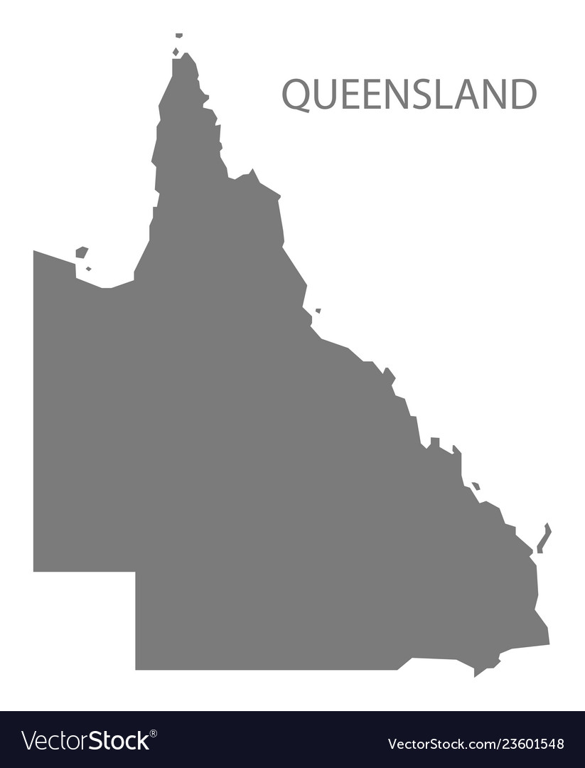 Queensland Australia Map Grey Royalty Free Vector Image 8546