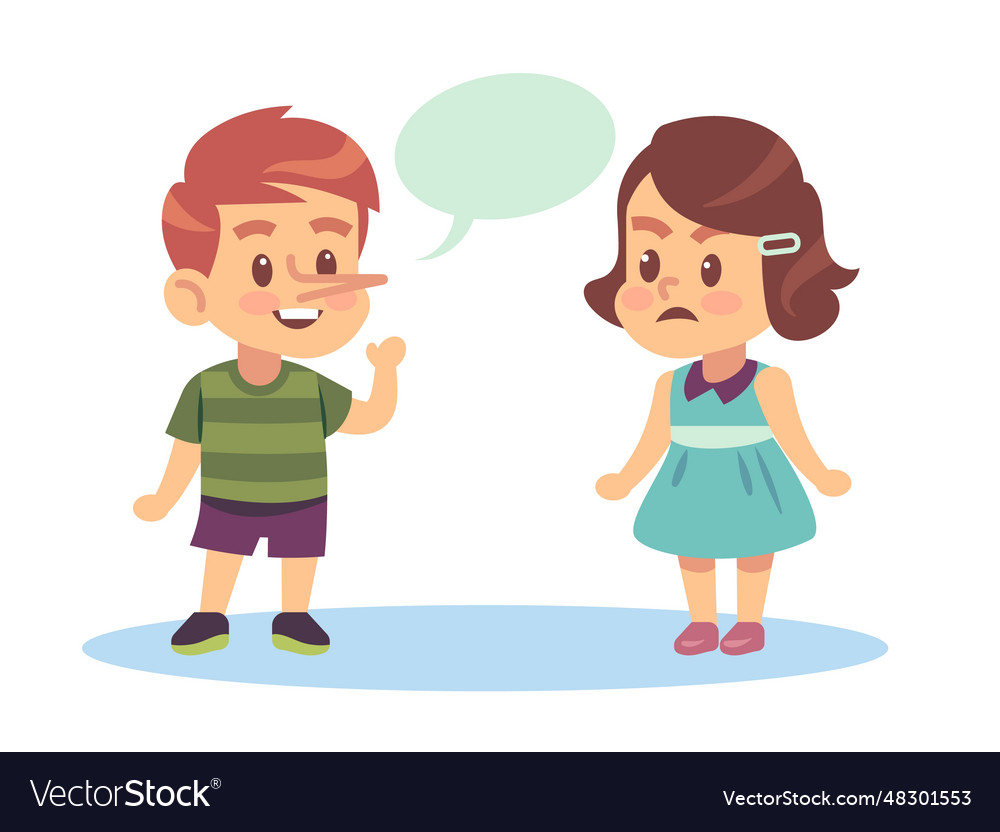 Little boy telling lies to upset Royalty Free Vector Image