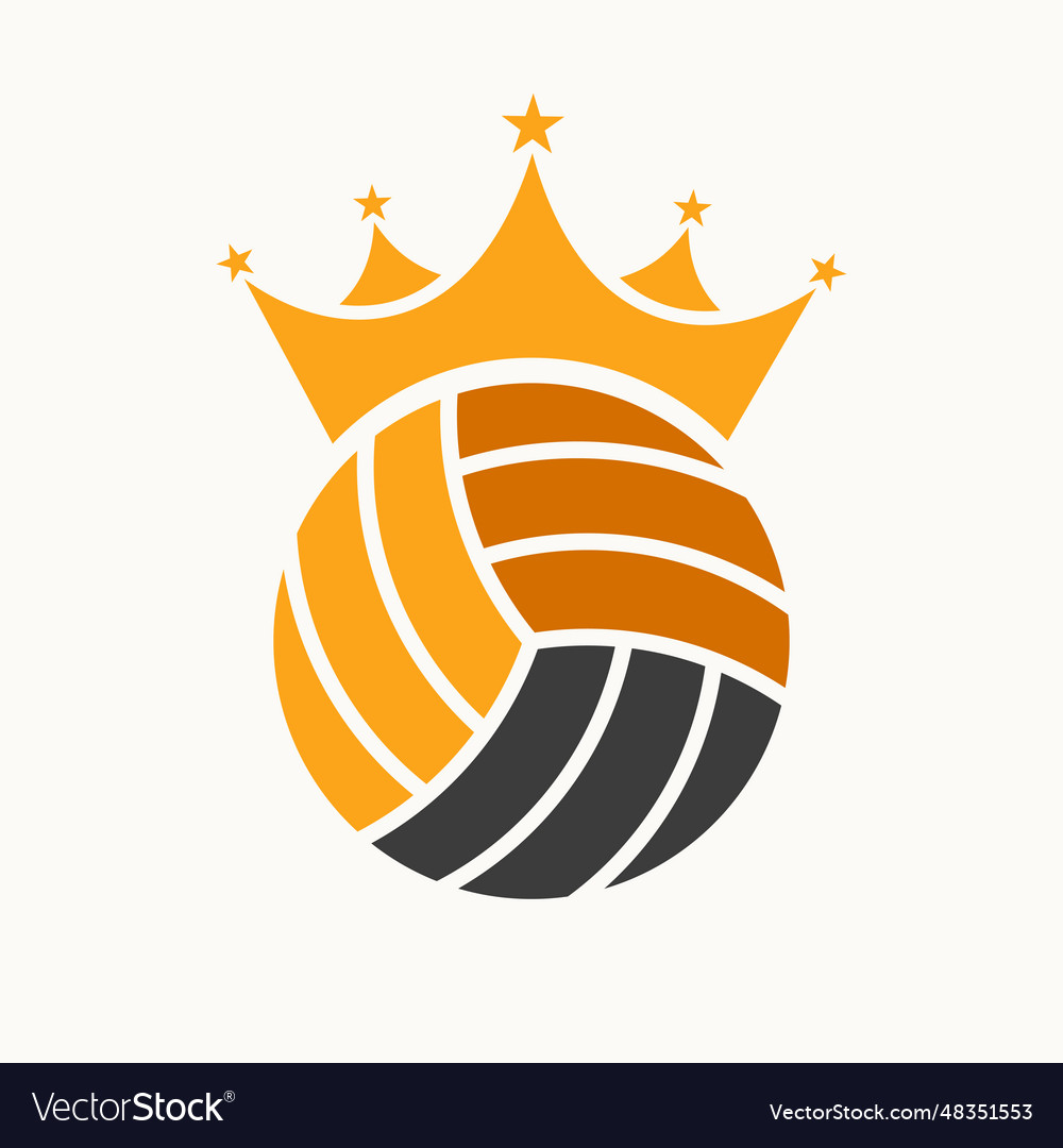 Volleyball logo design concept with crown icon Vector Image