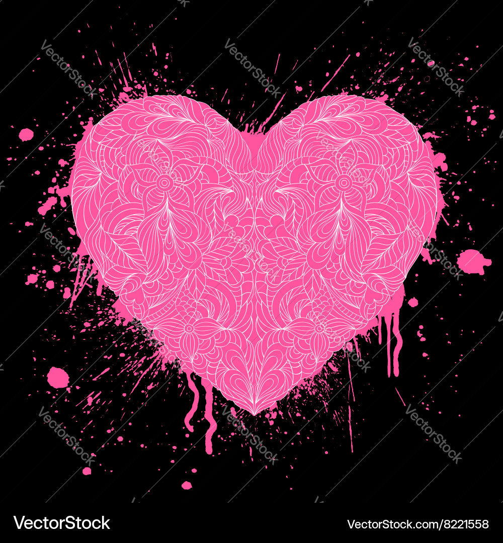 Grunge heart on black background Royalty Free Vector Image