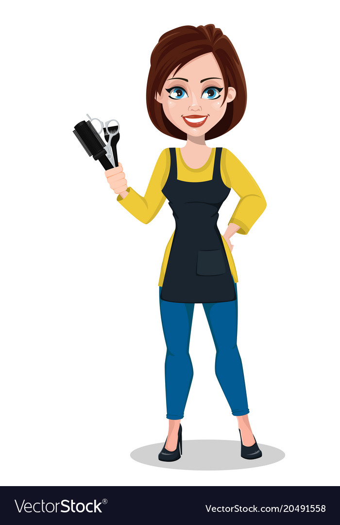 Download Hairdresser woman in professional uniform Vector Image