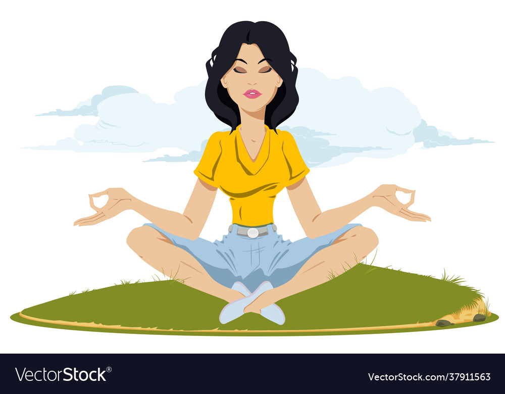 Girl engaged yoga in nature rest park Royalty Free Vector