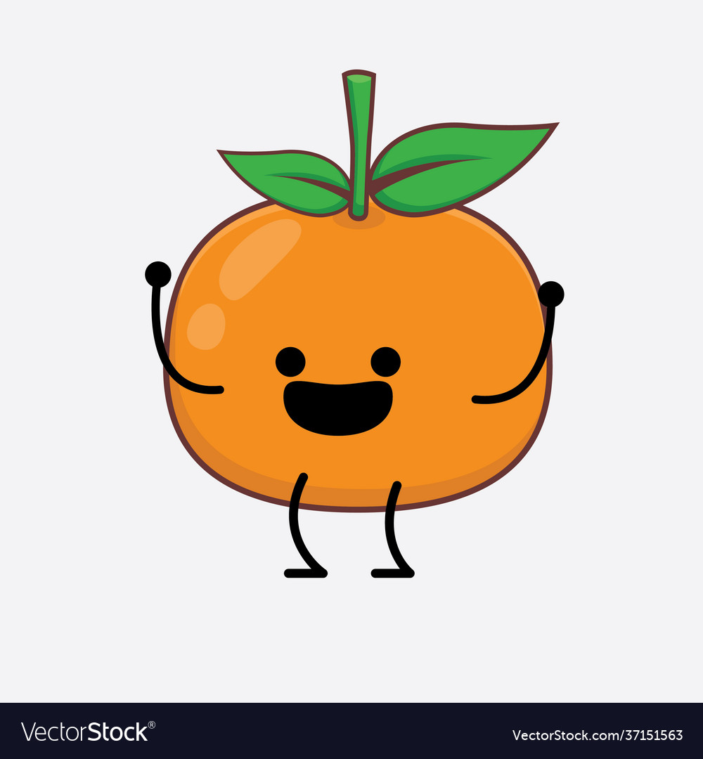 Mandarin orange cute character with simple face Vector Image