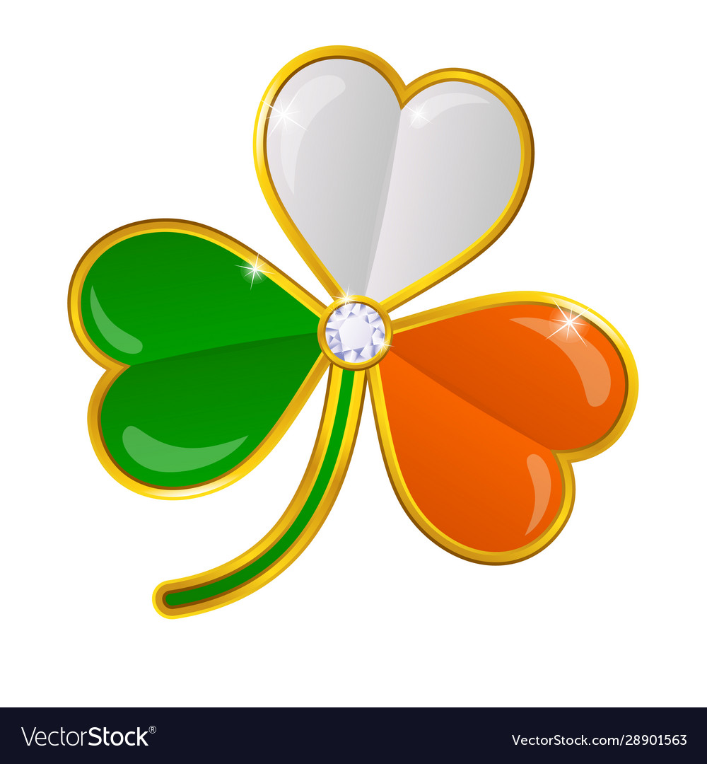 Shamrock glossy badge on white background Vector Image