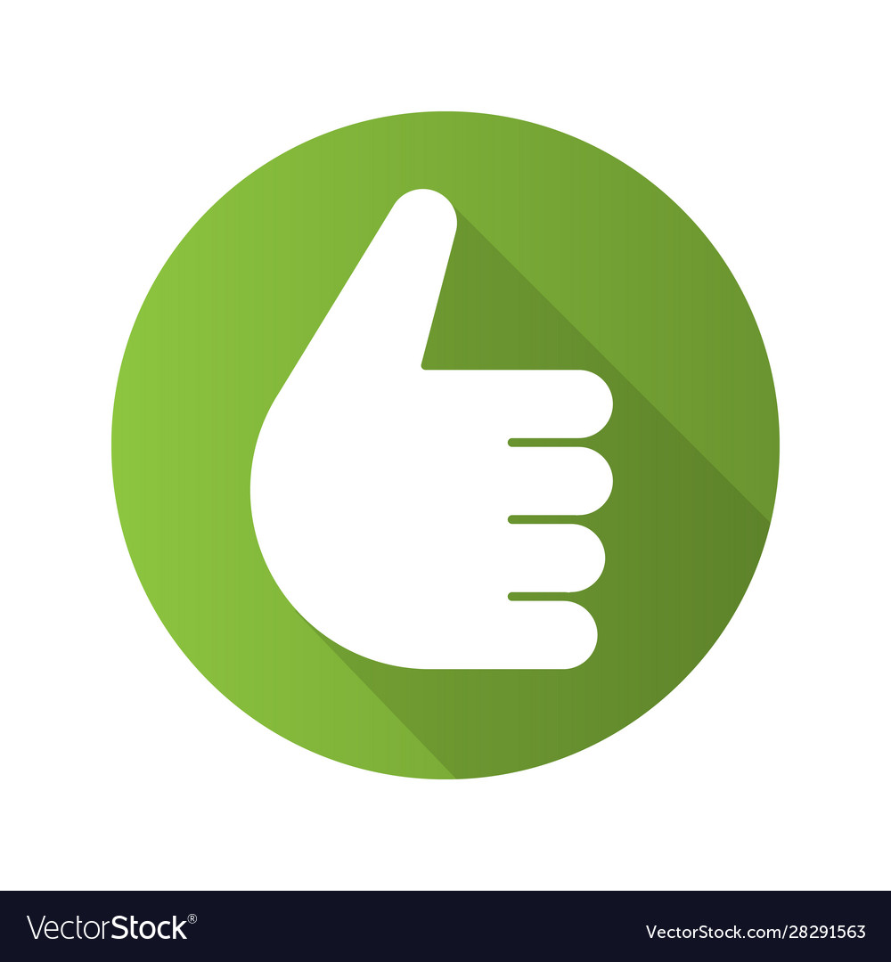 Thumbs up gesture flat design long shadow icon Vector Image