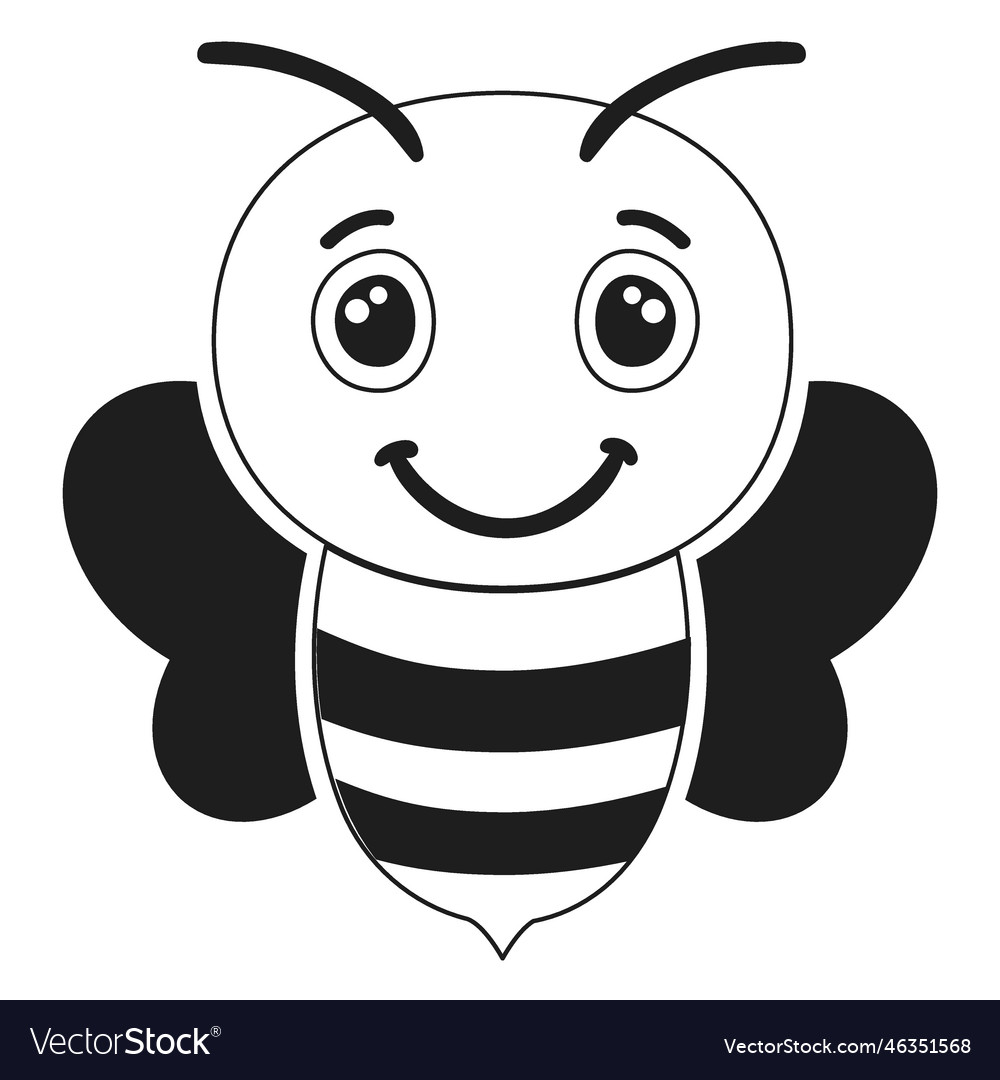 Bee joyful muzzle head stroke Royalty Free Vector Image