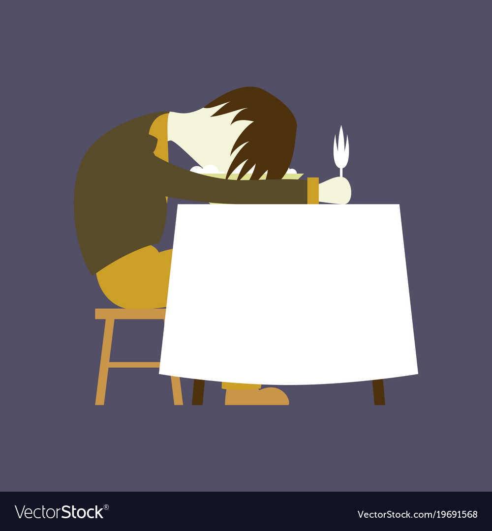 Flat On Background Of Man Sleeping At Desk Vector Image