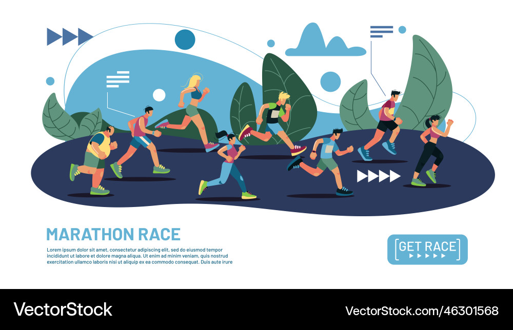 Marathon runners people walk running men Vector Image