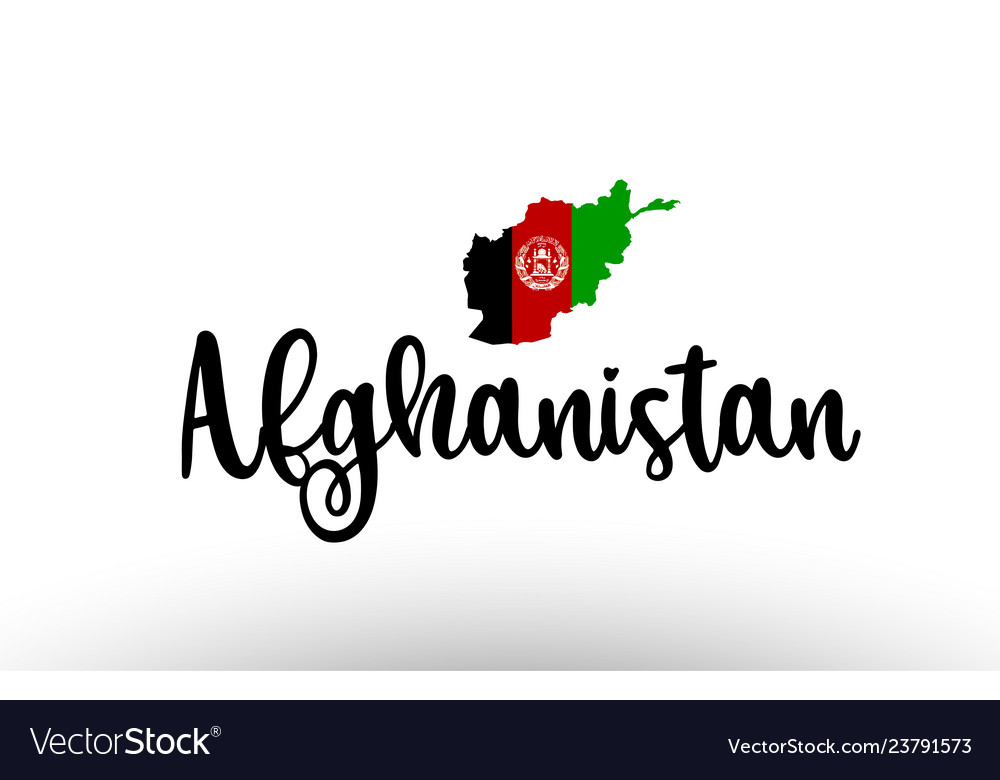 Afghanistan country big text with flag inside map Vector Image