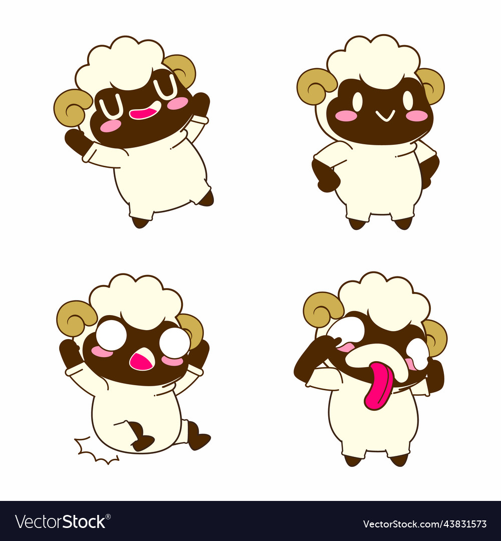 Cute Little Sheep Set Royalty Free Vector Image Cute Little Sheep Set Royalty Free Vector Image