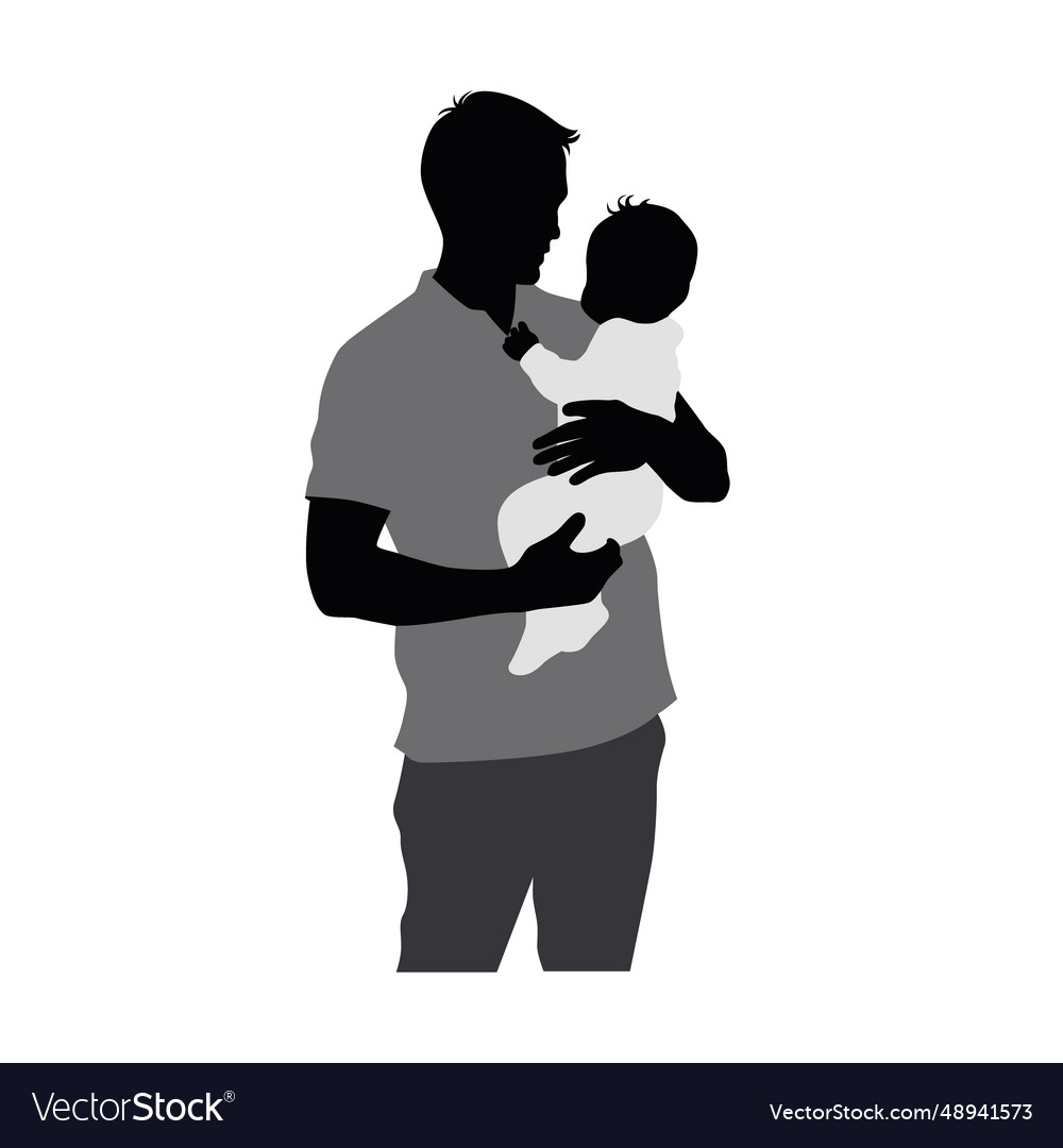 Dad and newborn baby father holding Royalty Free Vector