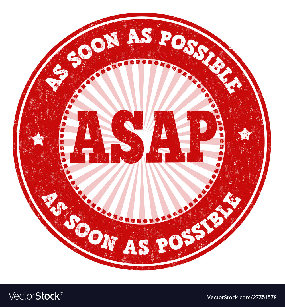 Red Grunge Style Rubber Stamp Asap As Soon As Possible Stock Vector Image Art Alamy