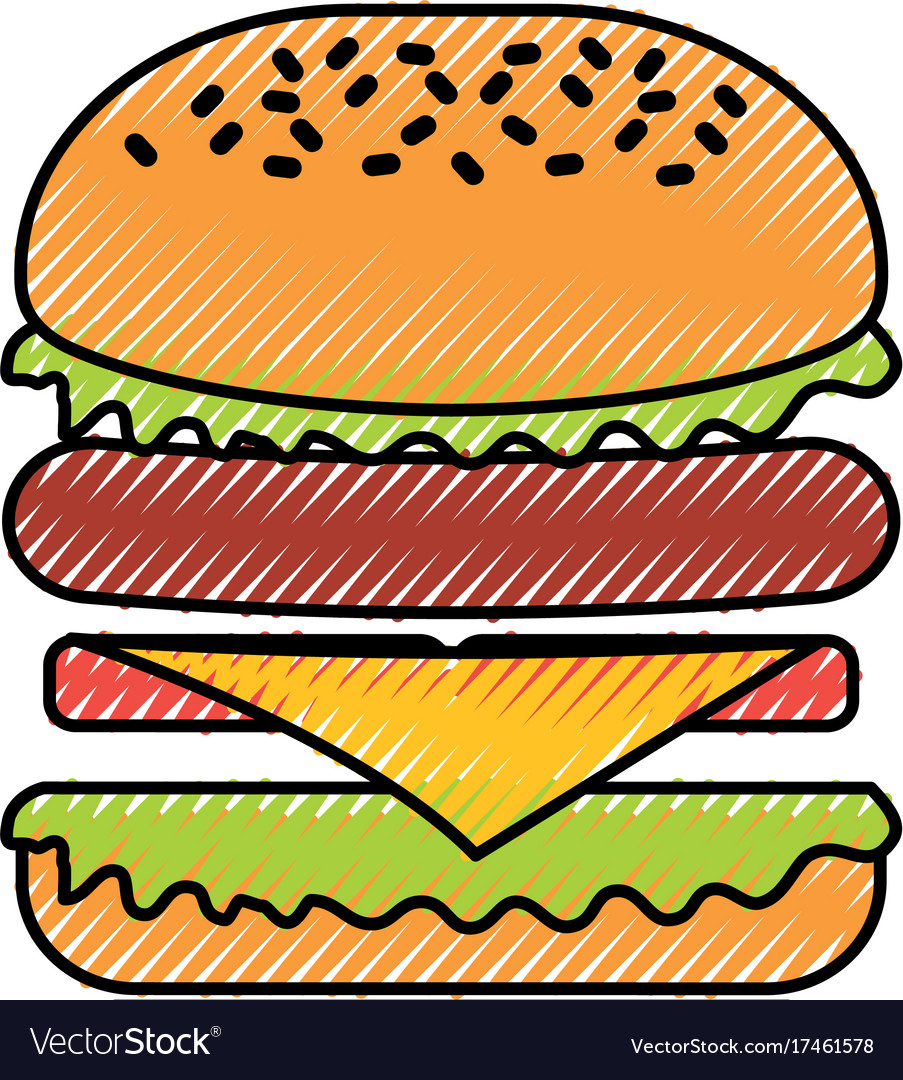 Burger Fast Food Tasty Delicious Snack Lunch Vector Image Burger Fast Food Tasty Delicious Snack Lunch Vector Image