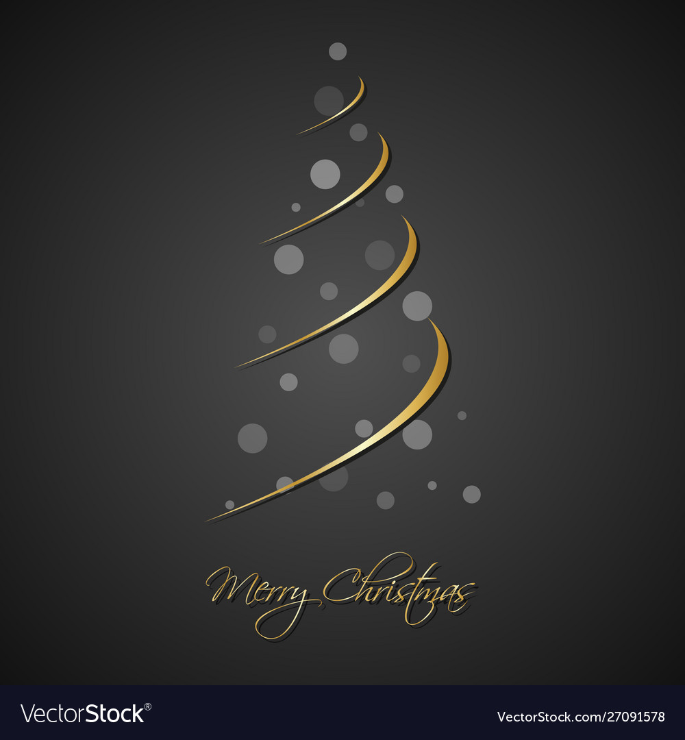 Silhouette gold christmas tree with grey balls Vector Image