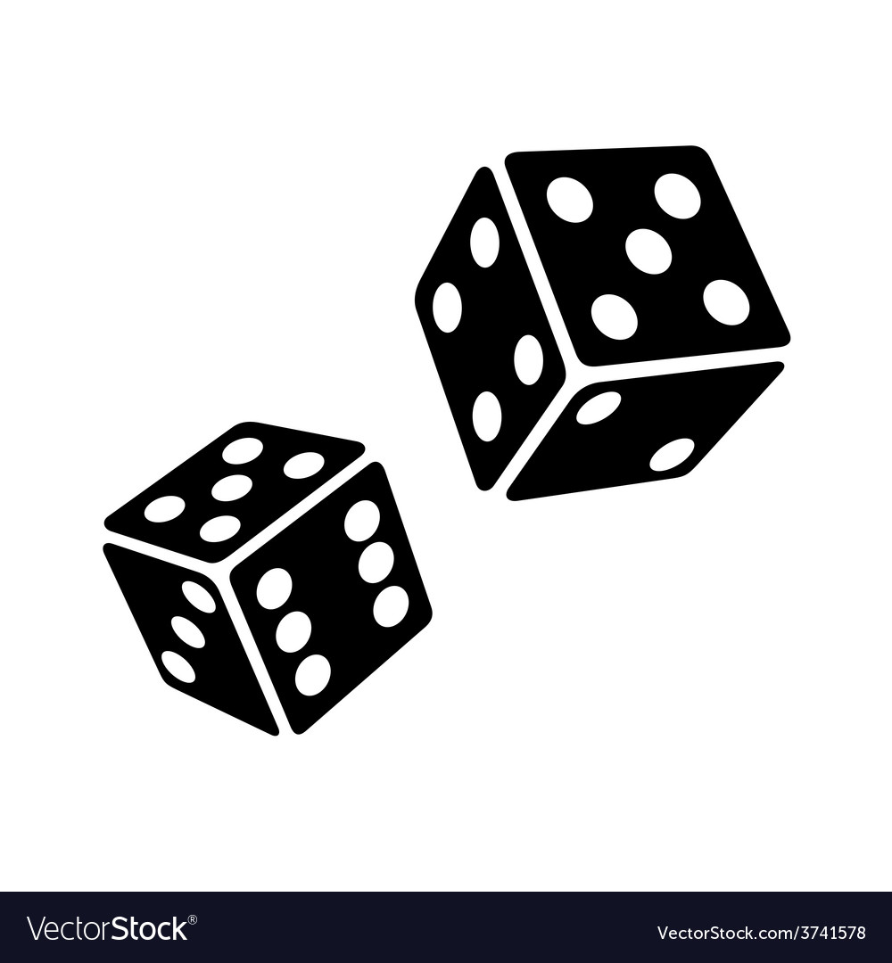 Two black dice cubes on white background