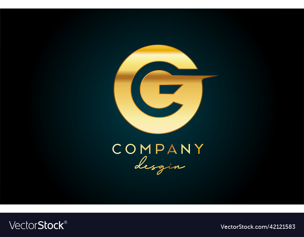 Gold g alphabet letter logo icon with circle Vector Image