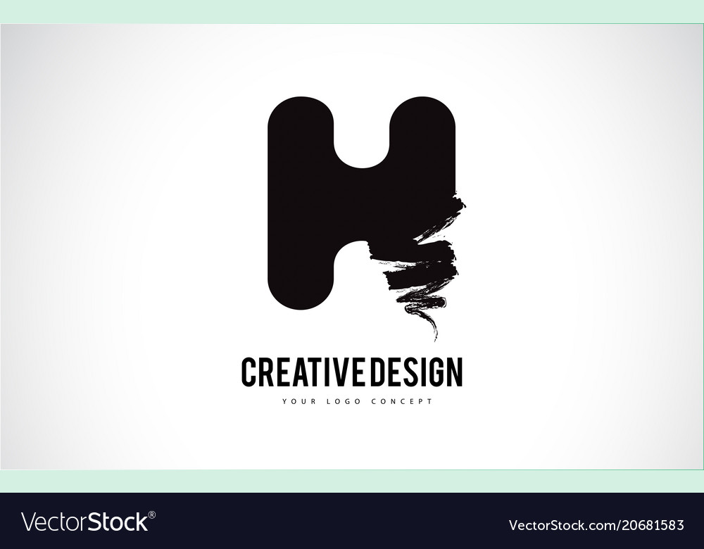 H Letter Logo Design Brush Paint Stroke Artistic Vector Image