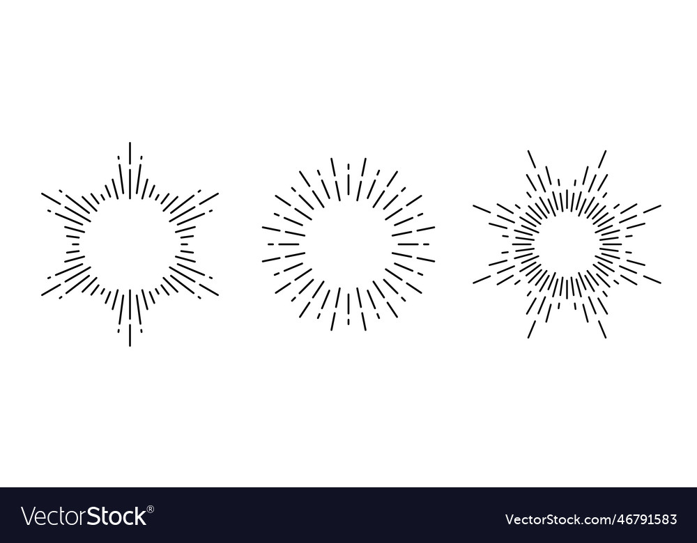 Retro sunburst frames set vintage sunlight rays Vector Image