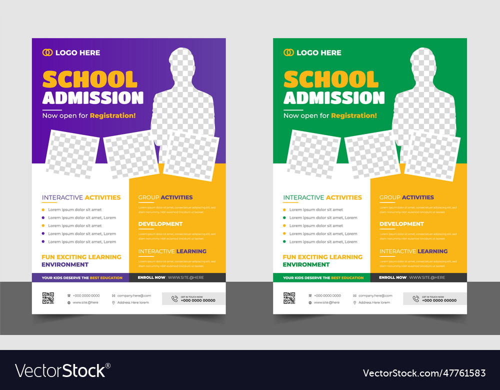 School admission flyer design back Royalty Free Vector Image