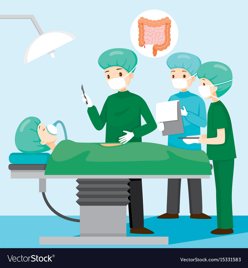 Surgeon operate on appendicitis patient Royalty Free Vector