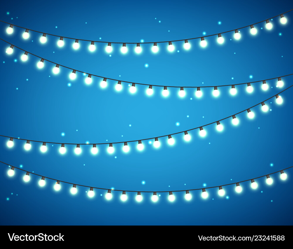 Christmas glowing lights on white background Vector Image
