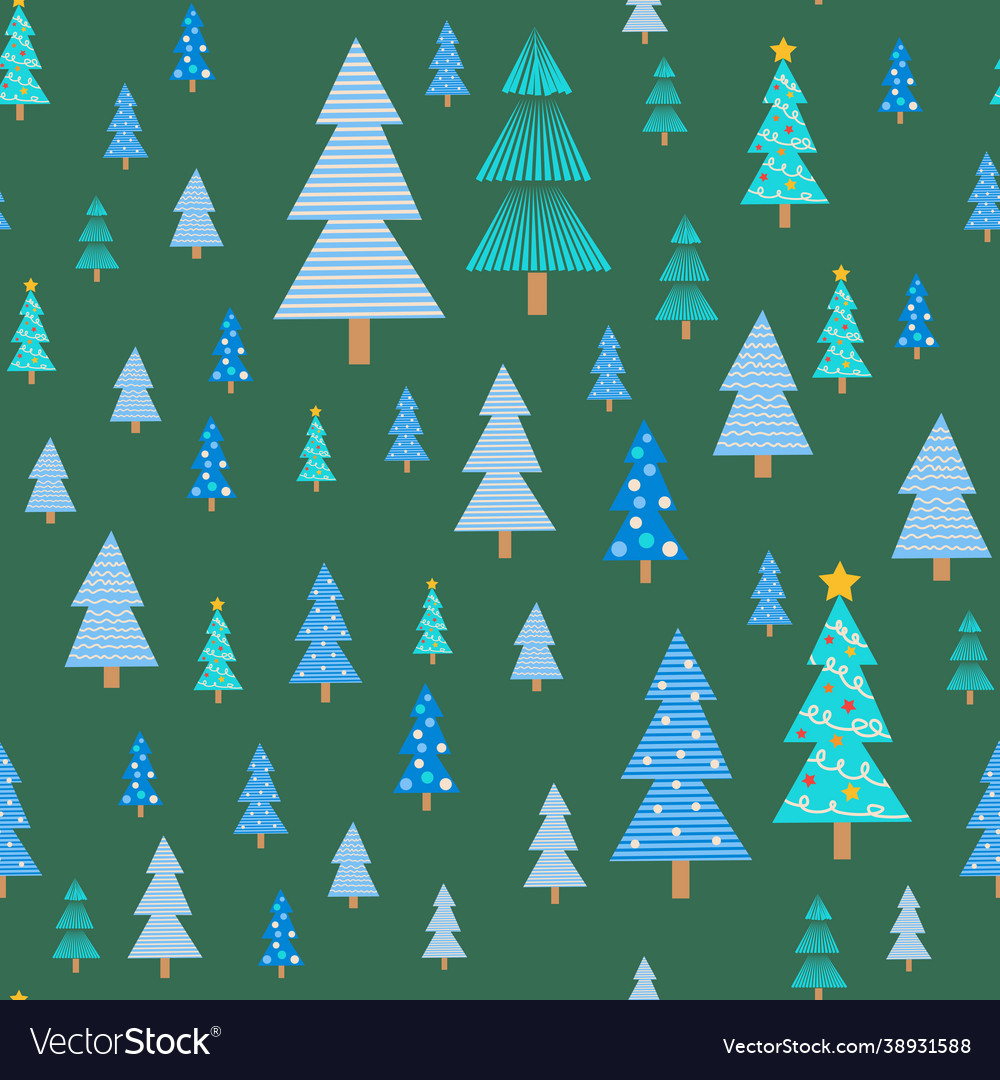 Christmas Tree Seamless Pattern Winter Forest Vector Image 4096