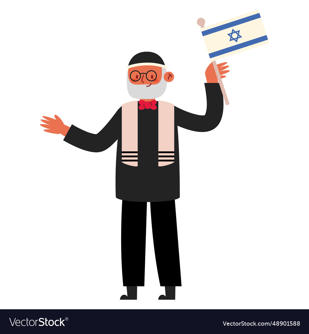 Israeli old man with flag Royalty Free Vector Image