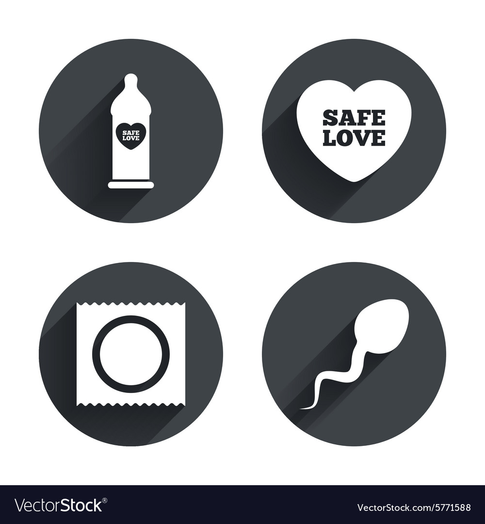 Safe sex love icons condom in package symbols