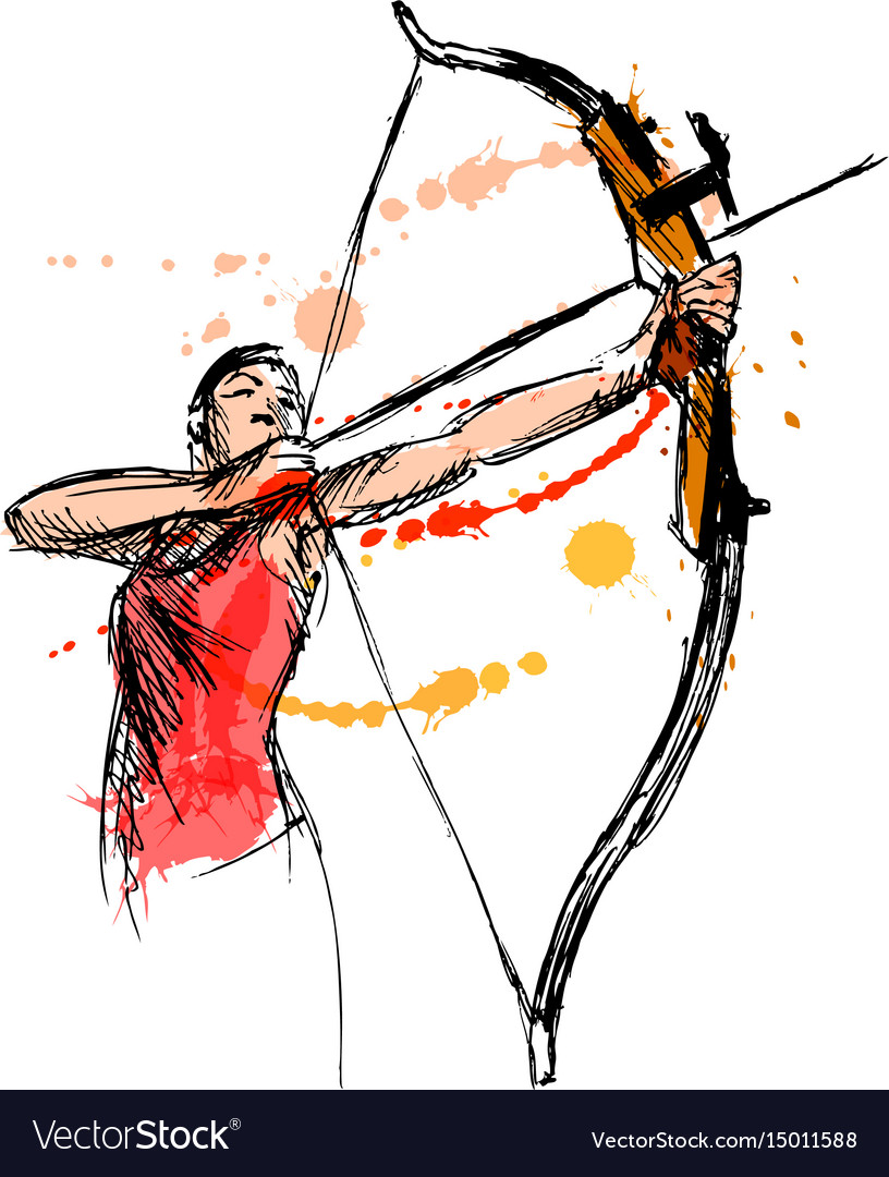 Woman Shooting A Bow And Arrow Royalty Free Vector Image 0140