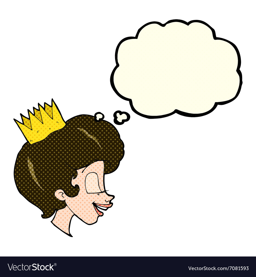 Cartoon princess with thought bubble Royalty Free Vector