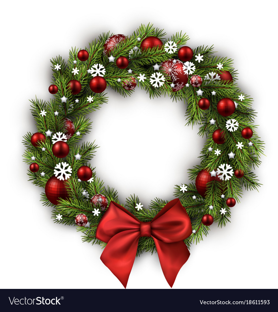 Christmas wreath isolated on white Royalty Free Vector Image