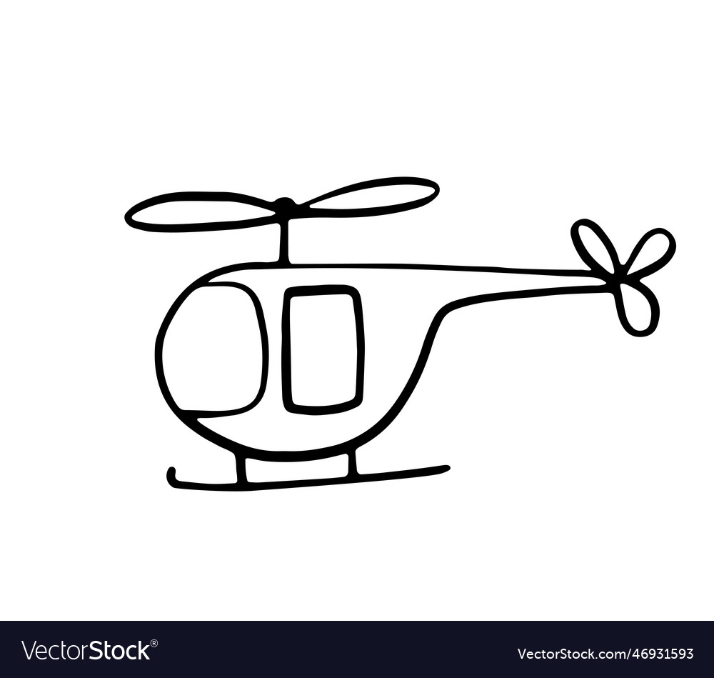 Helicopter doodle hand drawn Royalty Free Vector Image