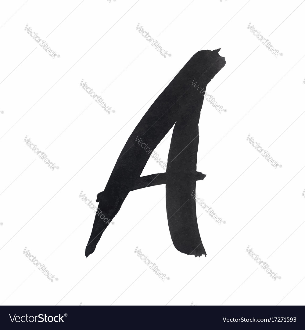 Letter a written with black ink Royalty Free Vector Image