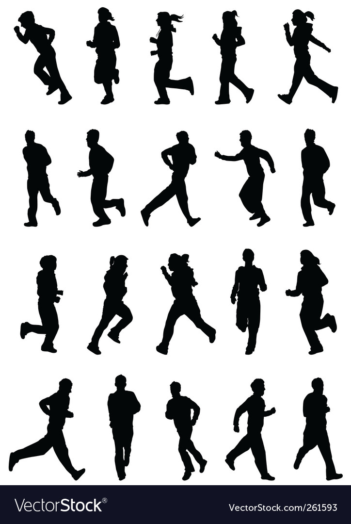 Download Running people silhouette Royalty Free Vector Image