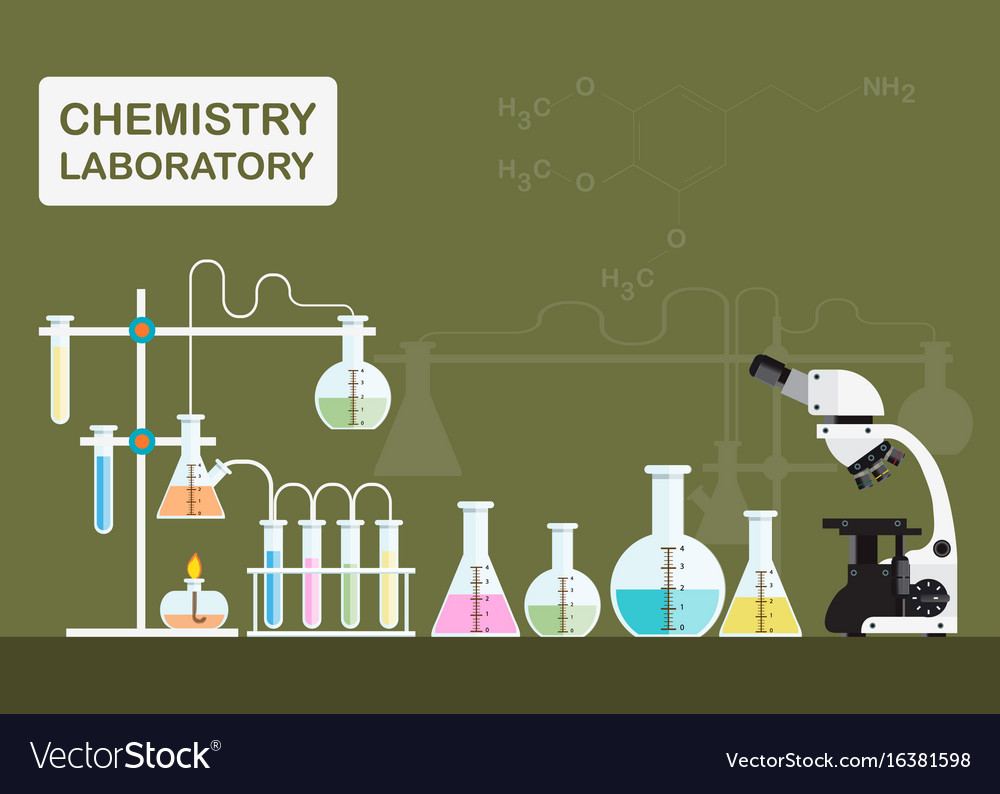 Chemical laboratory science with microscope Vector Image