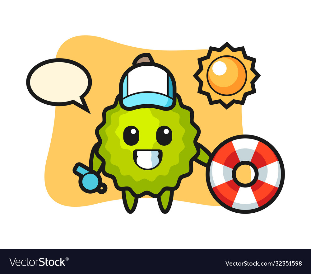 Durian cartoon as a beach guard Royalty Free Vector Image