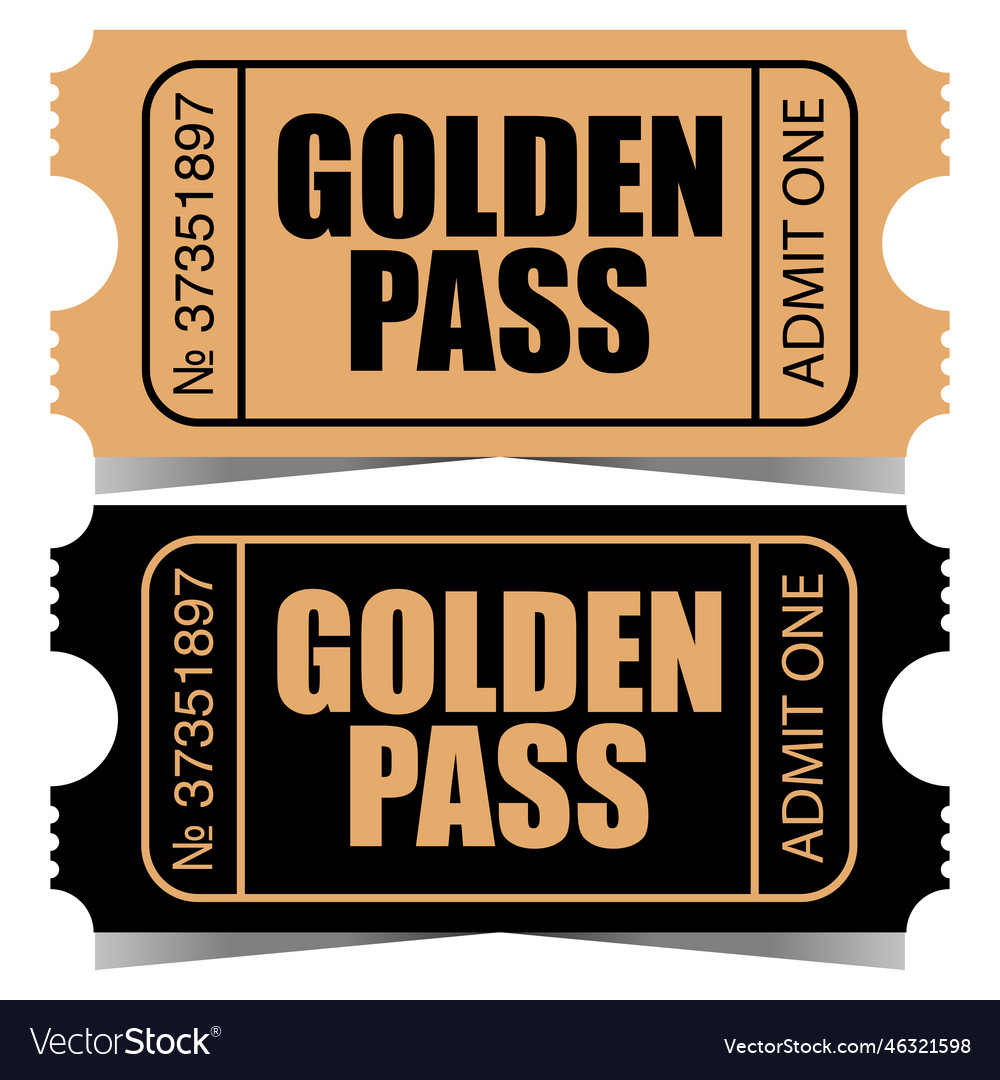 Golden Pass Ticket Design Template Royalty Free Vector Image 5283