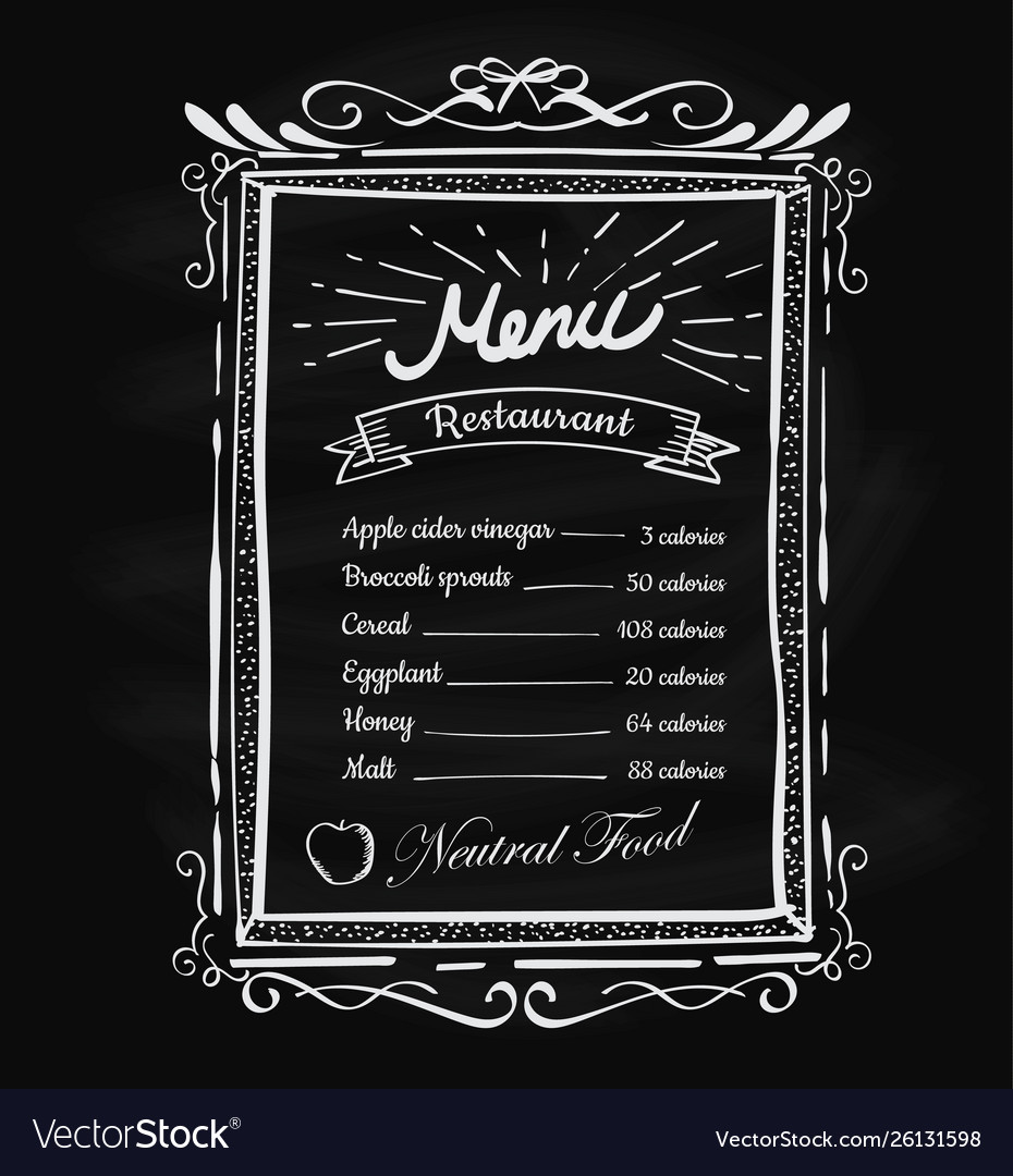 Hand drawn restaurant menu vintage blackboard Vector Image