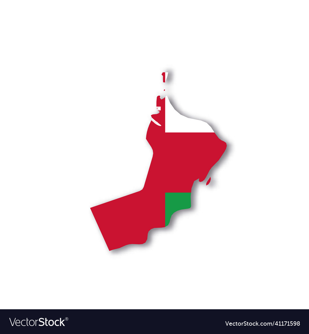 Oman national flag in a shape of country map Vector Image