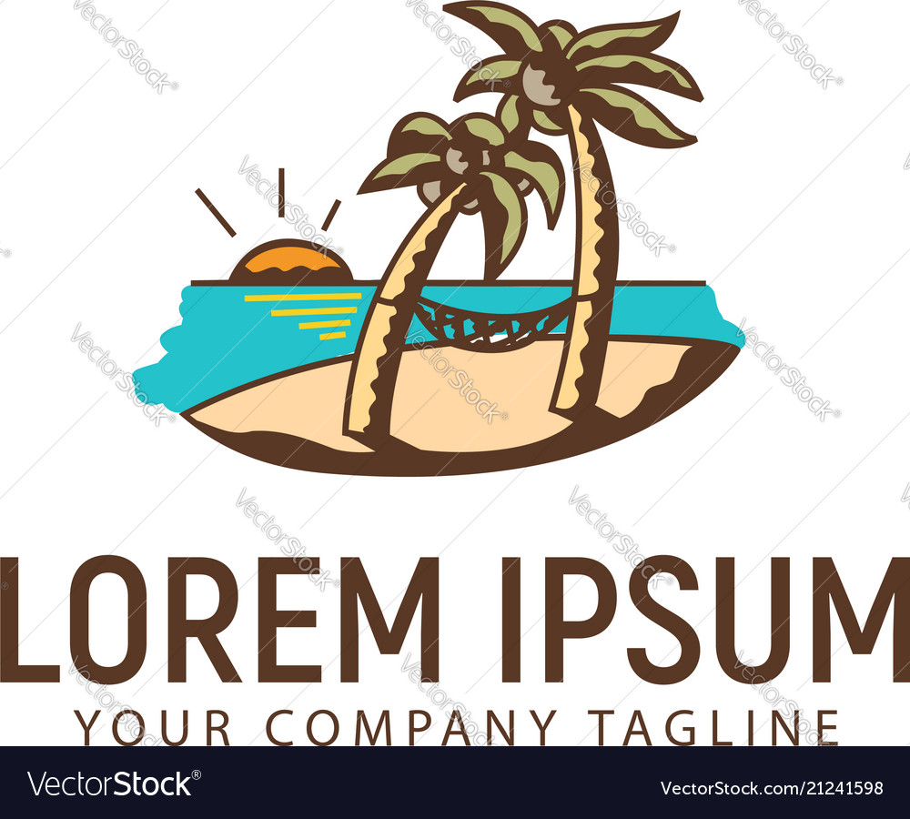 Summer landscape hand drawn logo design concept Vector Image