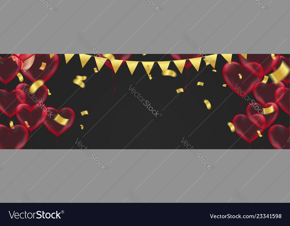 Valentines Day Banner Template Heart Balloons Vector Image