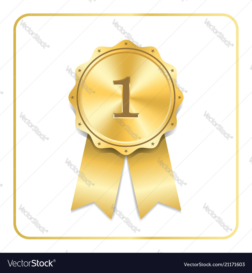 Award ribbon gold icon blank medal isolated on Vector Image