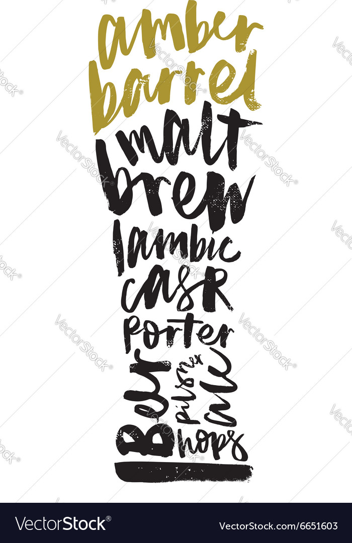 Beer print for bar restaurant calligraphy Vector Image