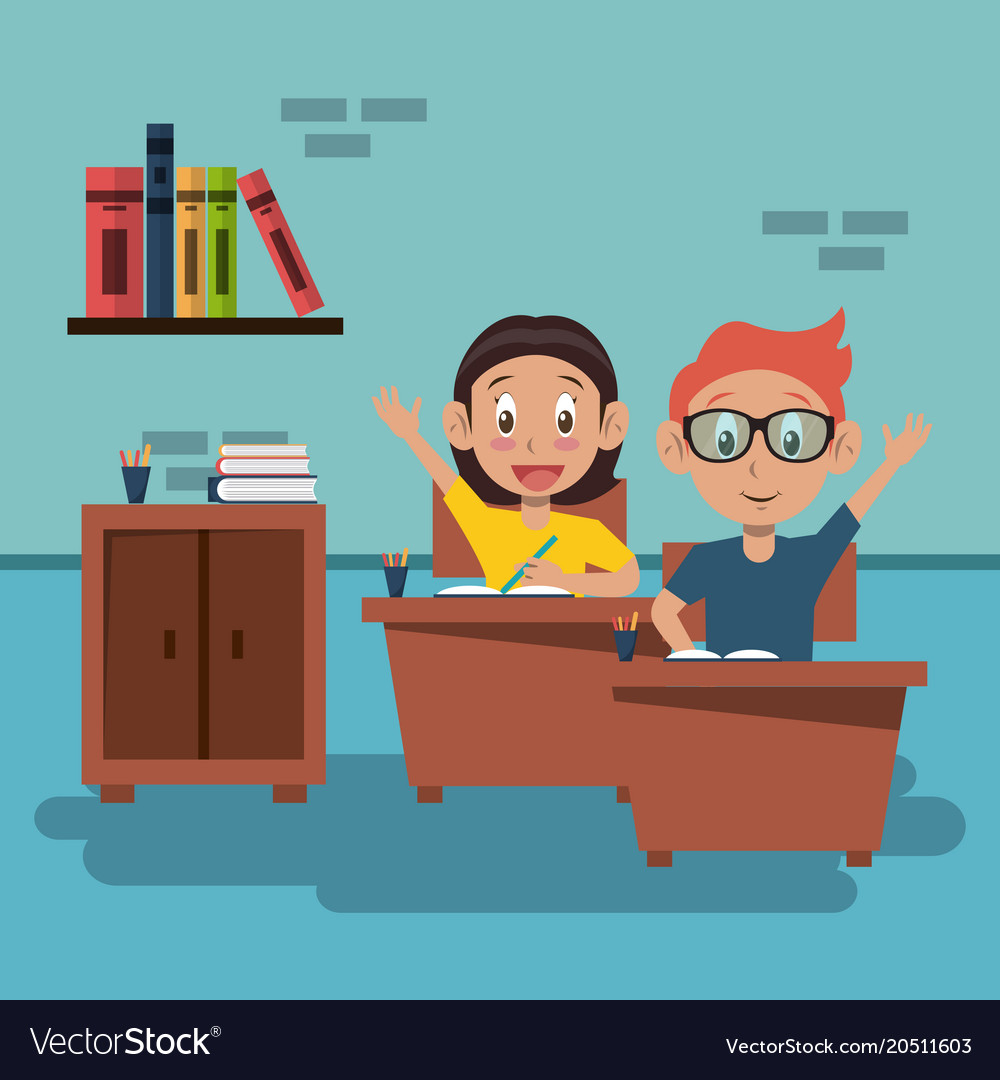 Kids students at classroom Royalty Free Vector Image