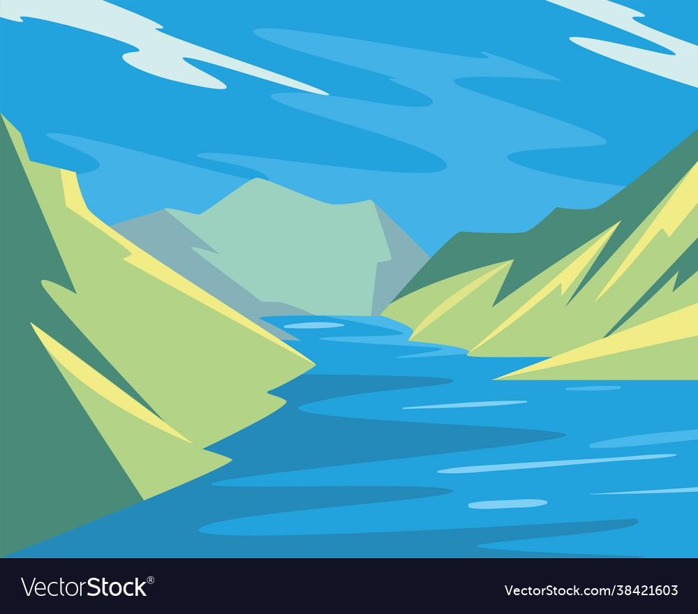 Landscape with river Royalty Free Vector Image